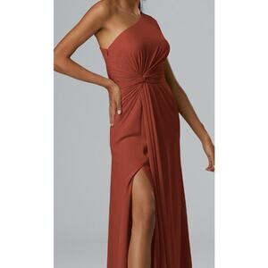 AW BRIDAL 10 L rust red Peppermint wedding bridesmaid party maxi dress NEW B52